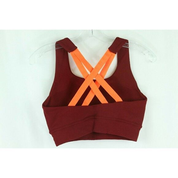 Sports Bra Maroon Neon Orange Strappy Racerback Compression XXS - Picture 3 of 6